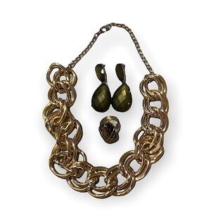 NY necklace with earrings and ring set